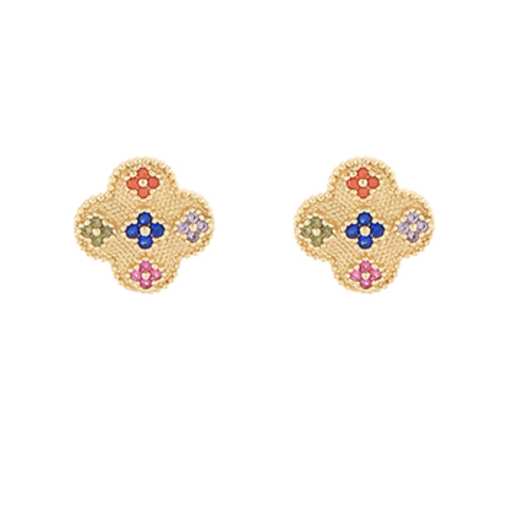 Pave CZ Clover Earrings